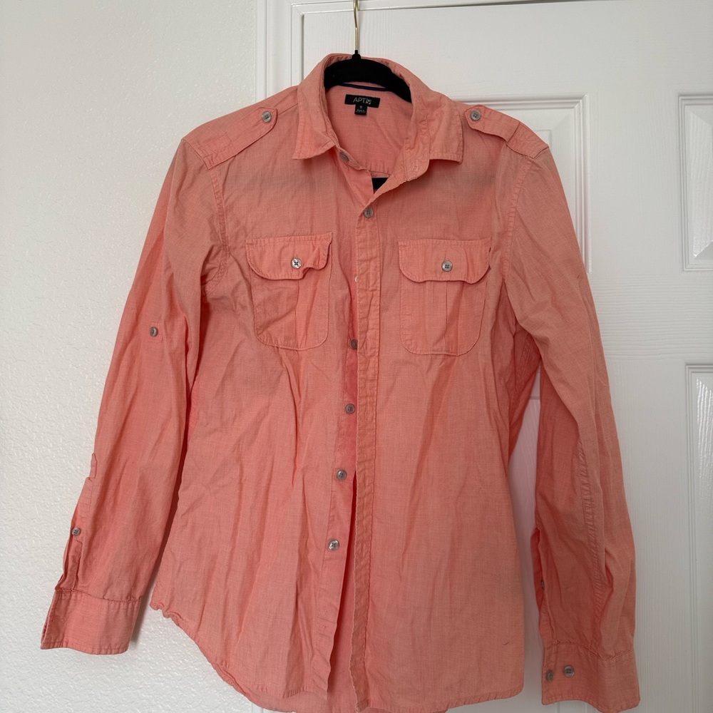 Apt. 9 Coral Casual Button Down Shirt
